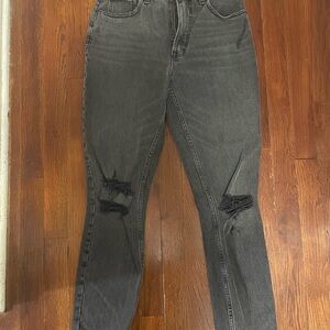 Abercrombie & Fitch Gray Distressed Skinny Jeans